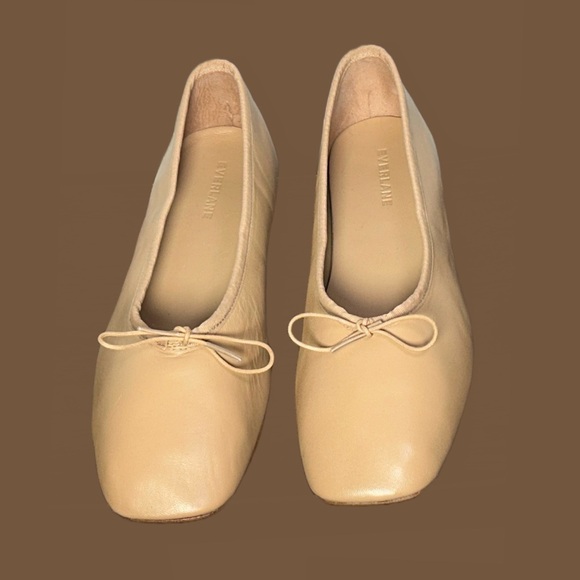 NWOB Everlane The Ballet Flat in Blush Tan Italian Leather with Square Toe, 9.5 - Picture 10 of 16